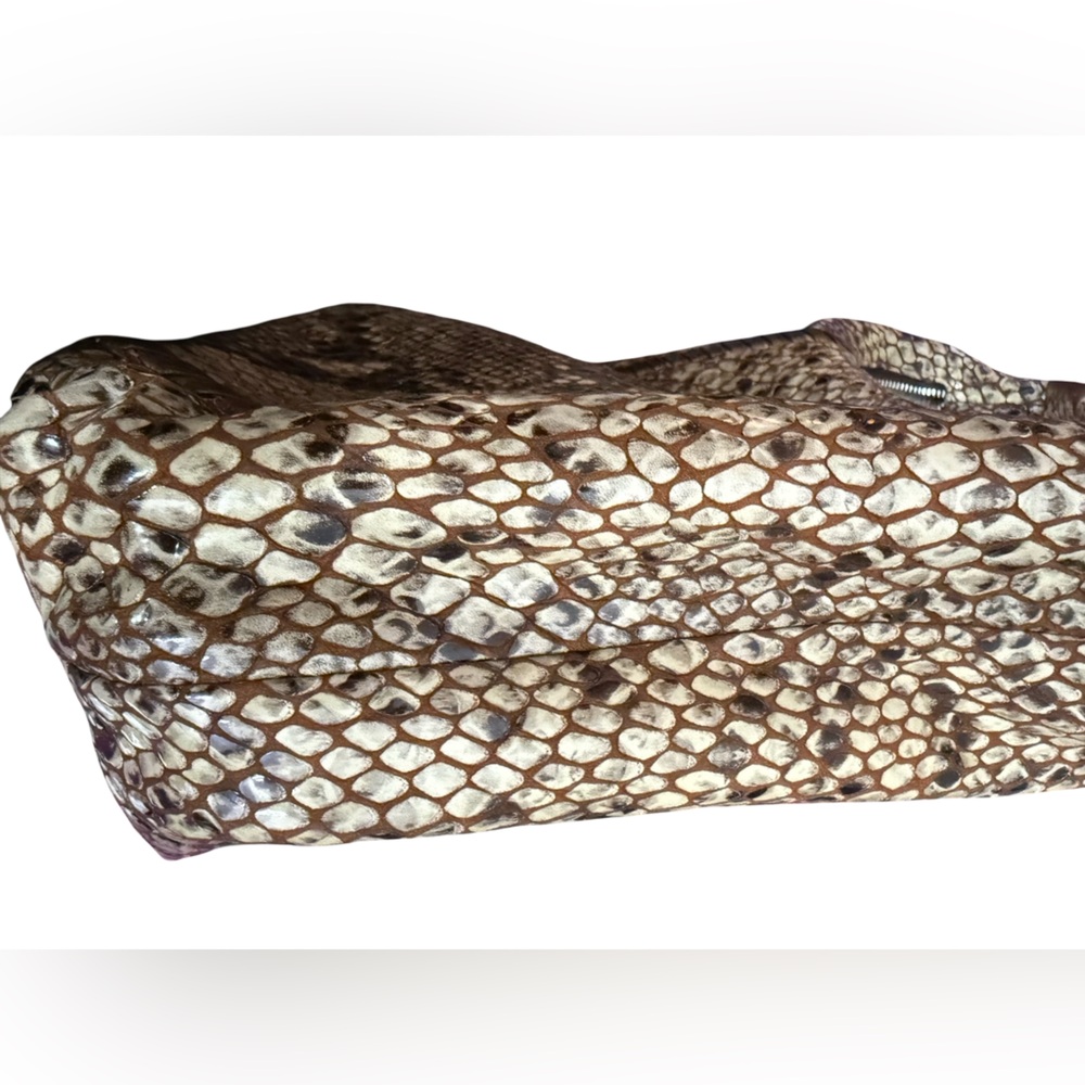 Brighton Vintage Genuine Leather Snakeskin Embossed Hobo Shoulder Bag $300 - Picture 5 of 10